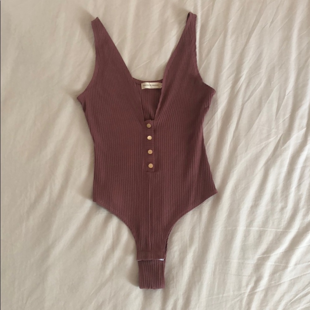 Mauve Plunging Neckline Body Suit